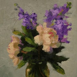 Lilac and Peonies • 16 x 12 inches, oil on panel